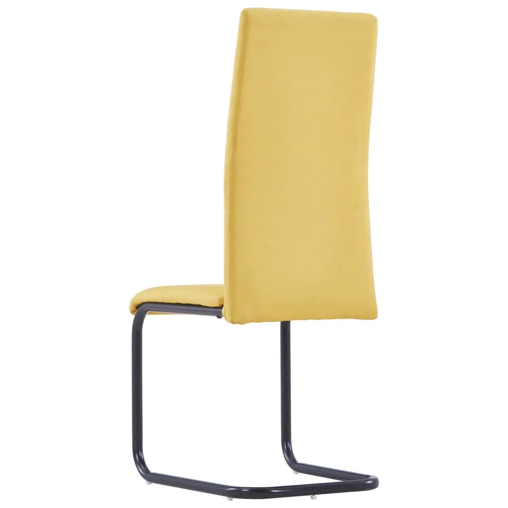 vidaXL Cantilever Dining Chairs 2 pcs Yellow Fabric