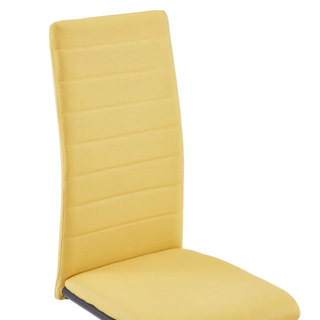 vidaXL Cantilever Dining Chairs 2 pcs Yellow Fabric