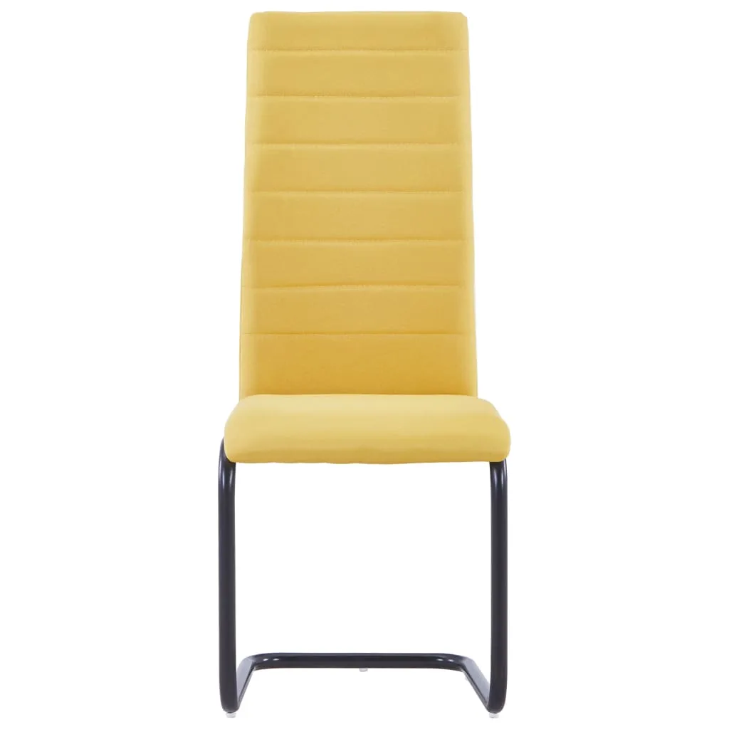 vidaXL Cantilever Dining Chairs 2 pcs Yellow Fabric